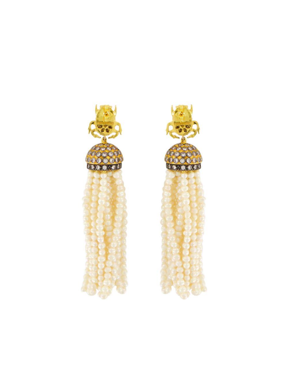 scarab-beetle tassel earrings Product Image