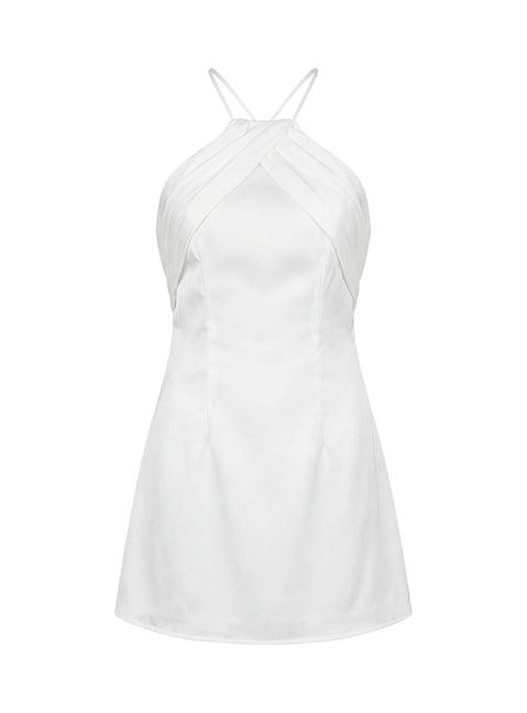 Amberlee Ruched Mini Dress White Product Image