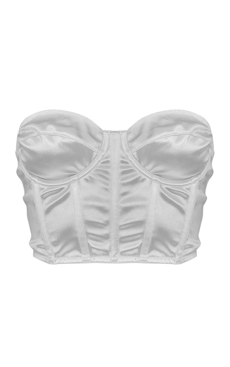 White Satin Underwired Corset Bra Product Image