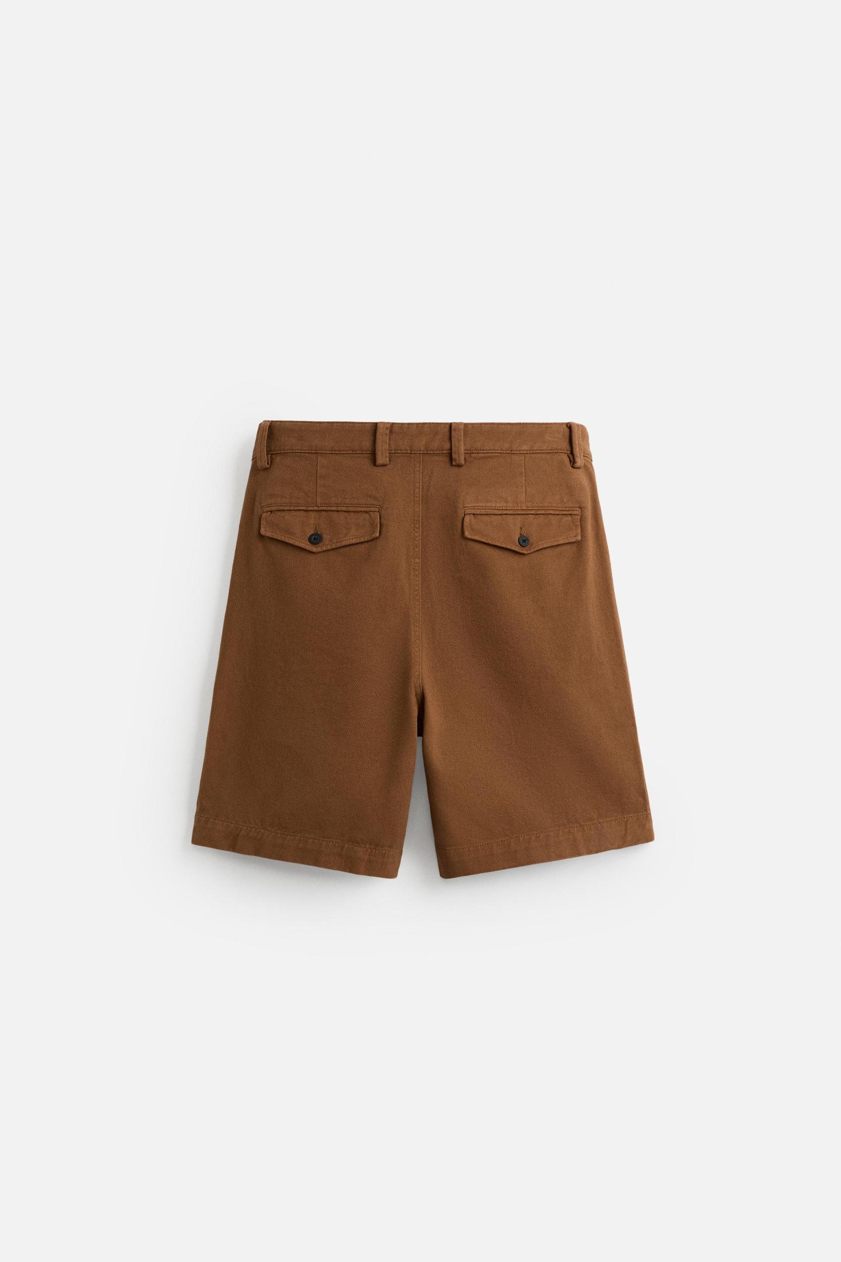 RELAXED FIT PLEATED BERMUDA SHORTS Product Image