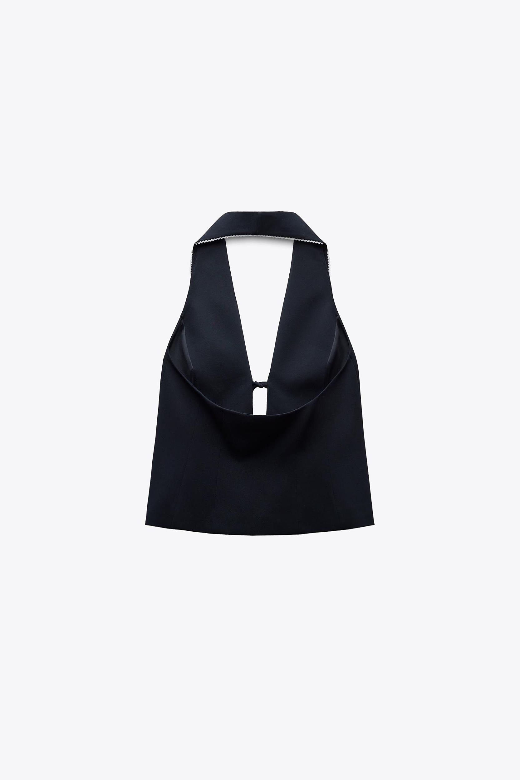 CONTRAST TIED HALTER TOP Product Image