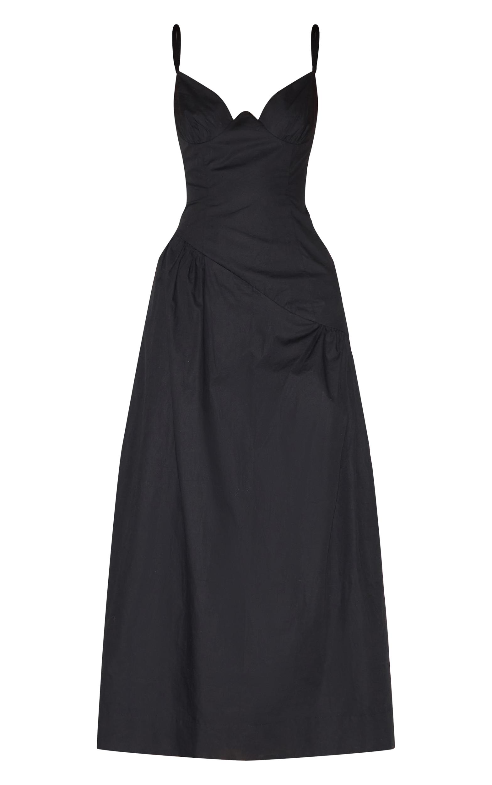 Black Plunge Asymmetric Detail Maxi Dress Product Image