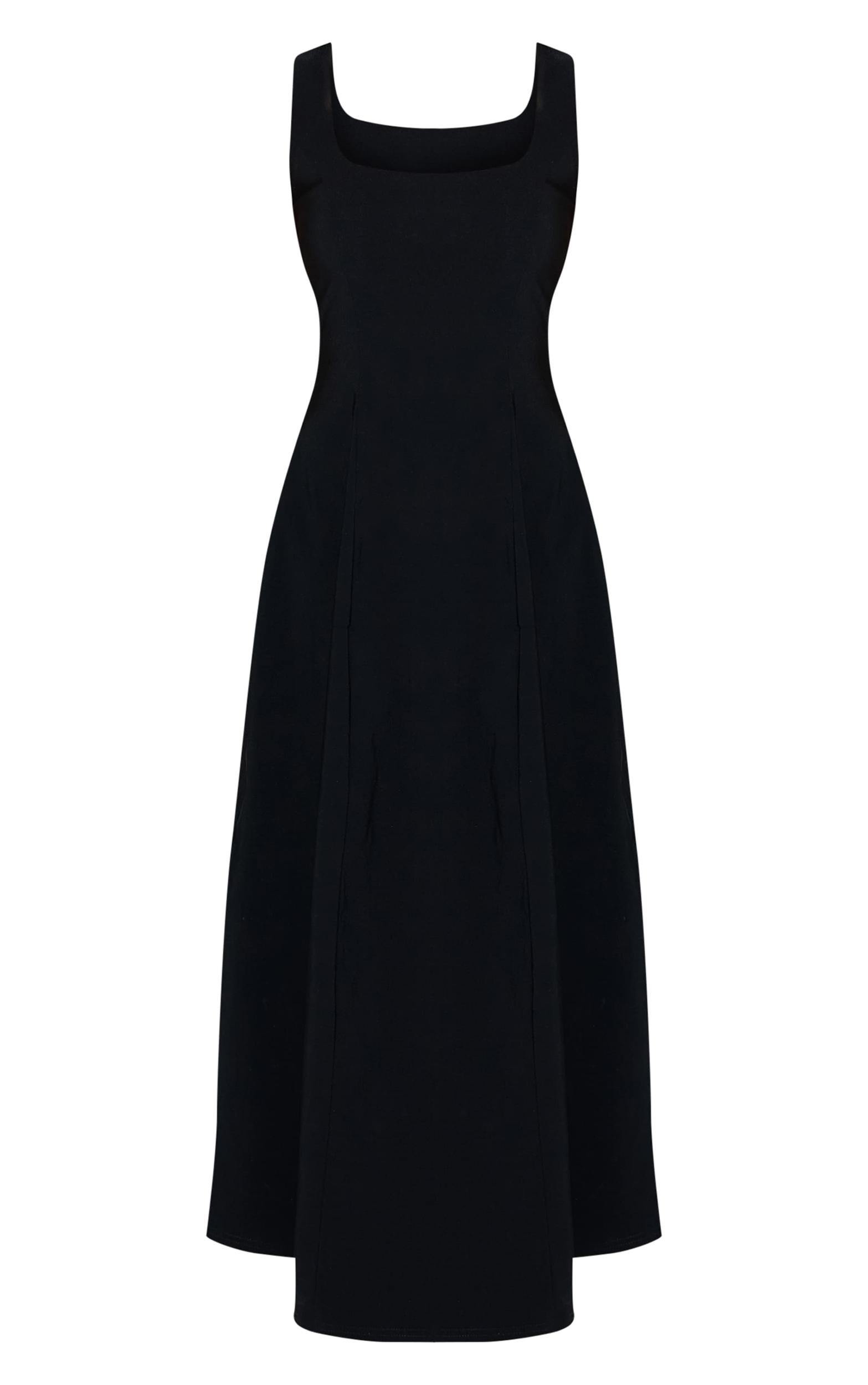 Black Scoop Neck Sleeveless Maxi Dress Product Image
