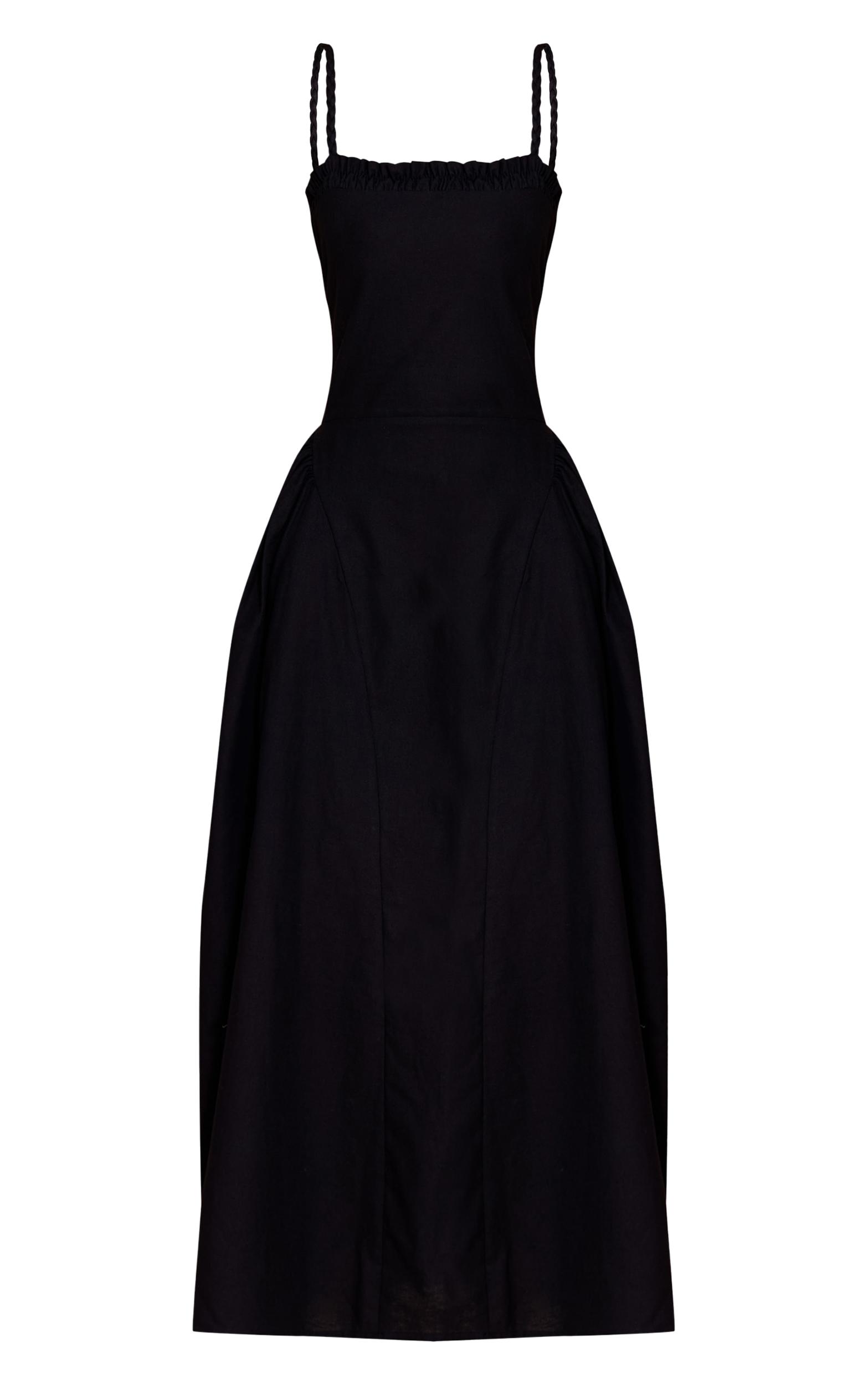 Black Chiffon Ruched Maxi Beach Dress Product Image