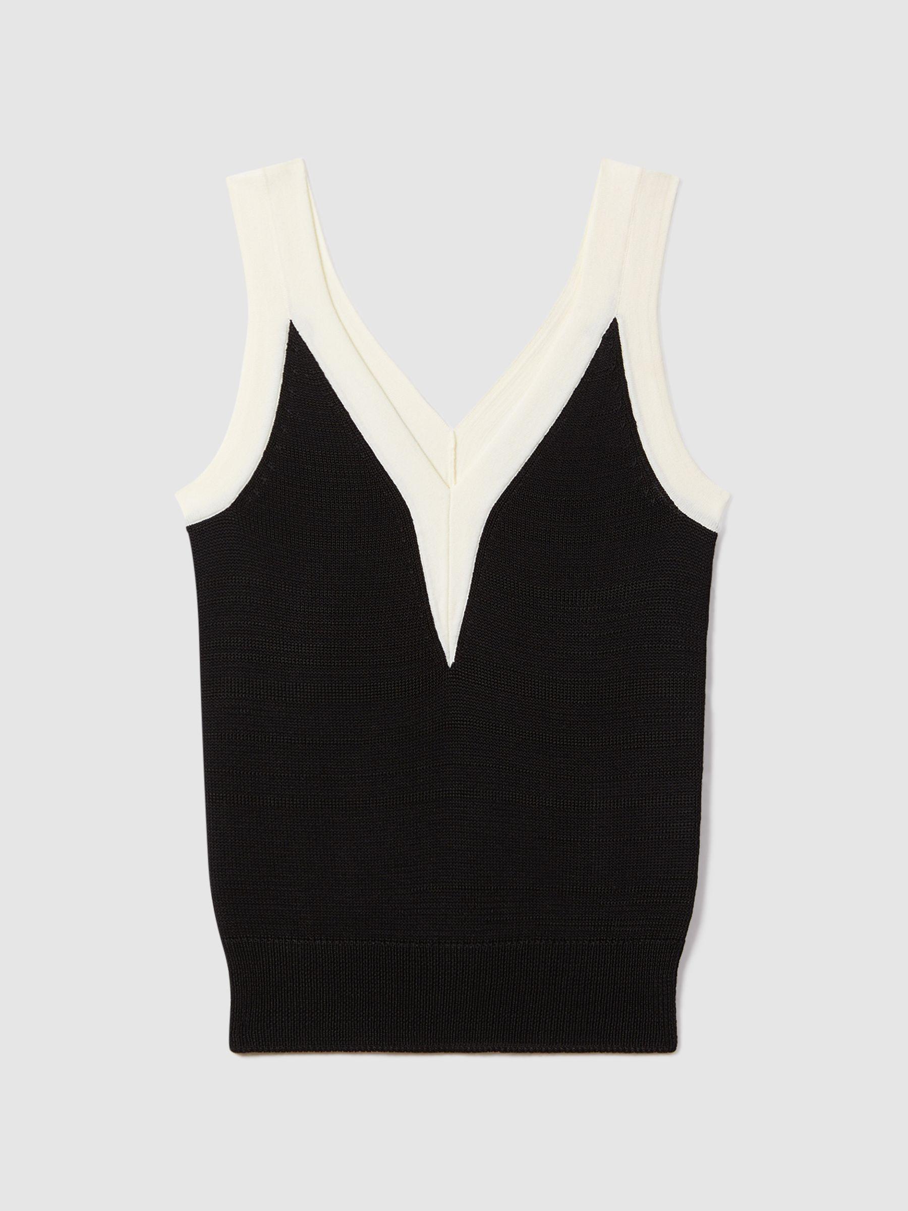 Colourblock V-Neck Vest in Black/White Product Image