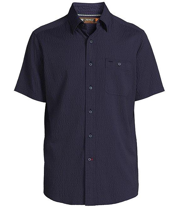 Cremieux Blue Label Big & Tall Performance Stretch Solid Seersucker Short Sleeve Woven Shirt Product Image