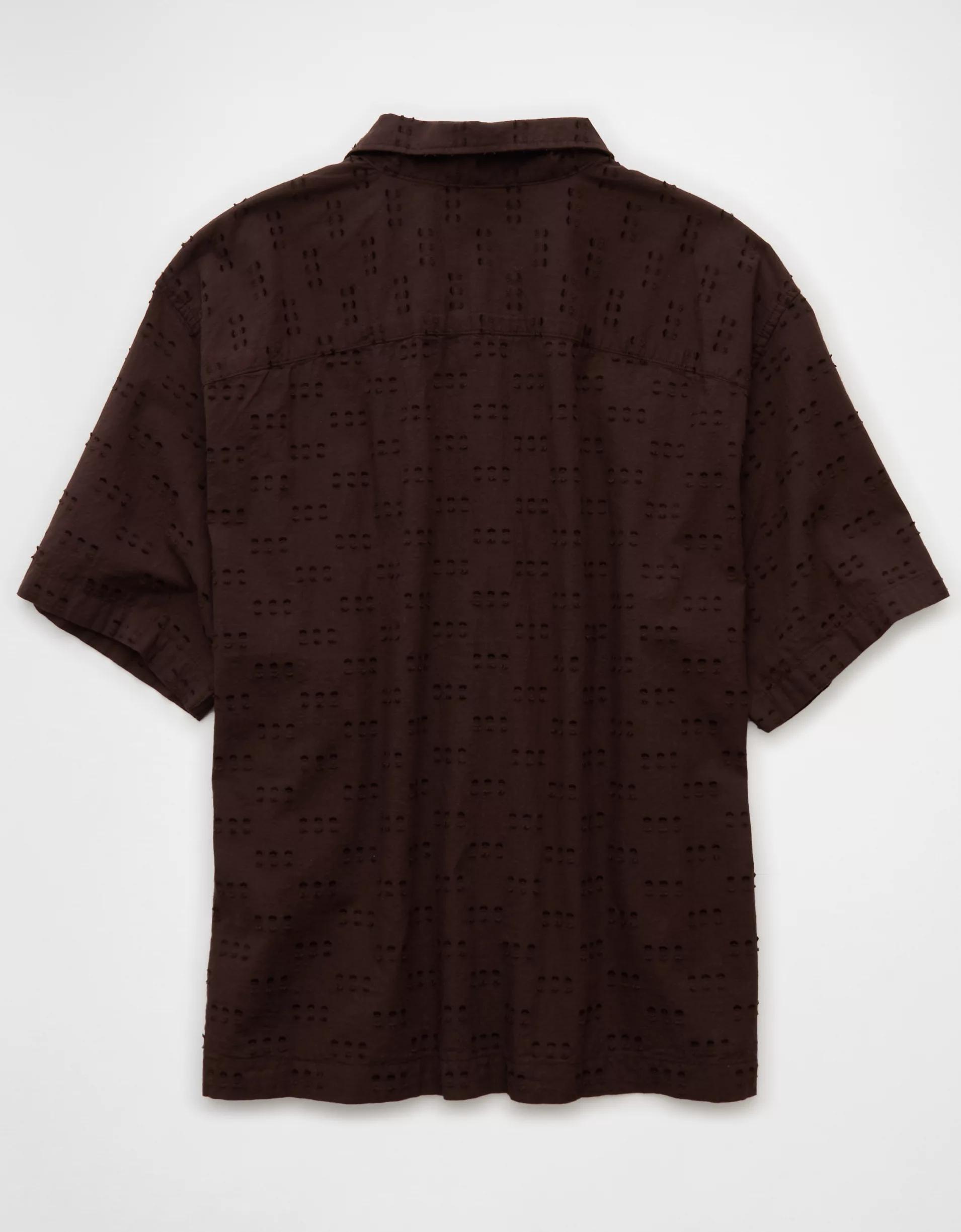 AE Poolside Textured Checkerboard Button-Up Shirt Product Image