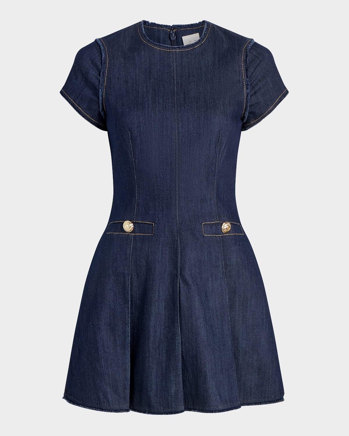 CINQ À SEPT Nova Short-sleeve Denim Mini Dress In Indigo Product Image