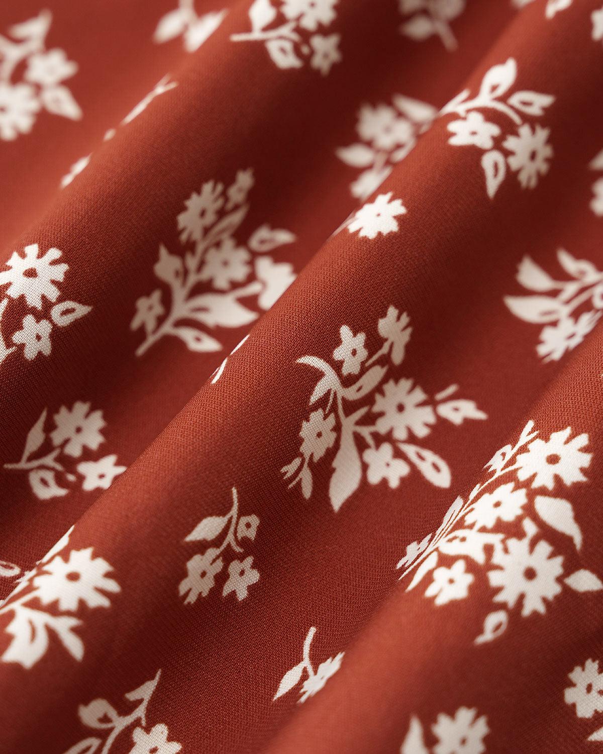 Red Floral Straight Knee-Length Skirt Product Image