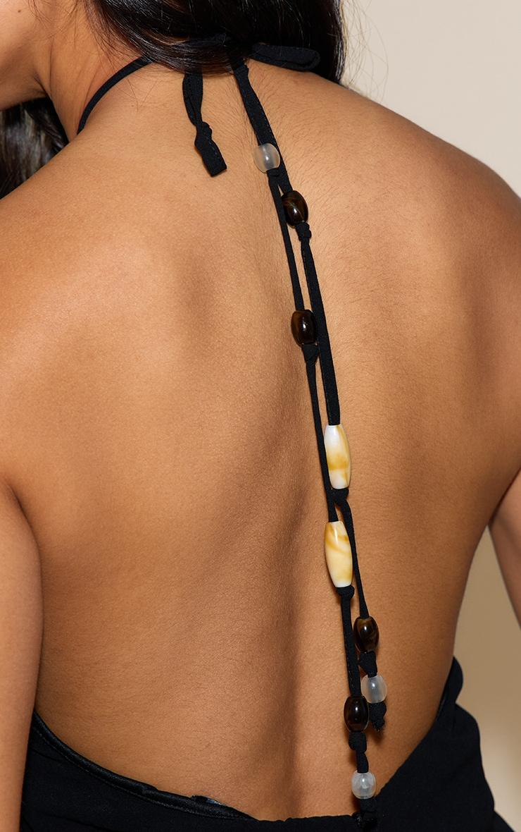 Black Chiffon Backless Bead Detail Floaty Jumpsuit Product Image