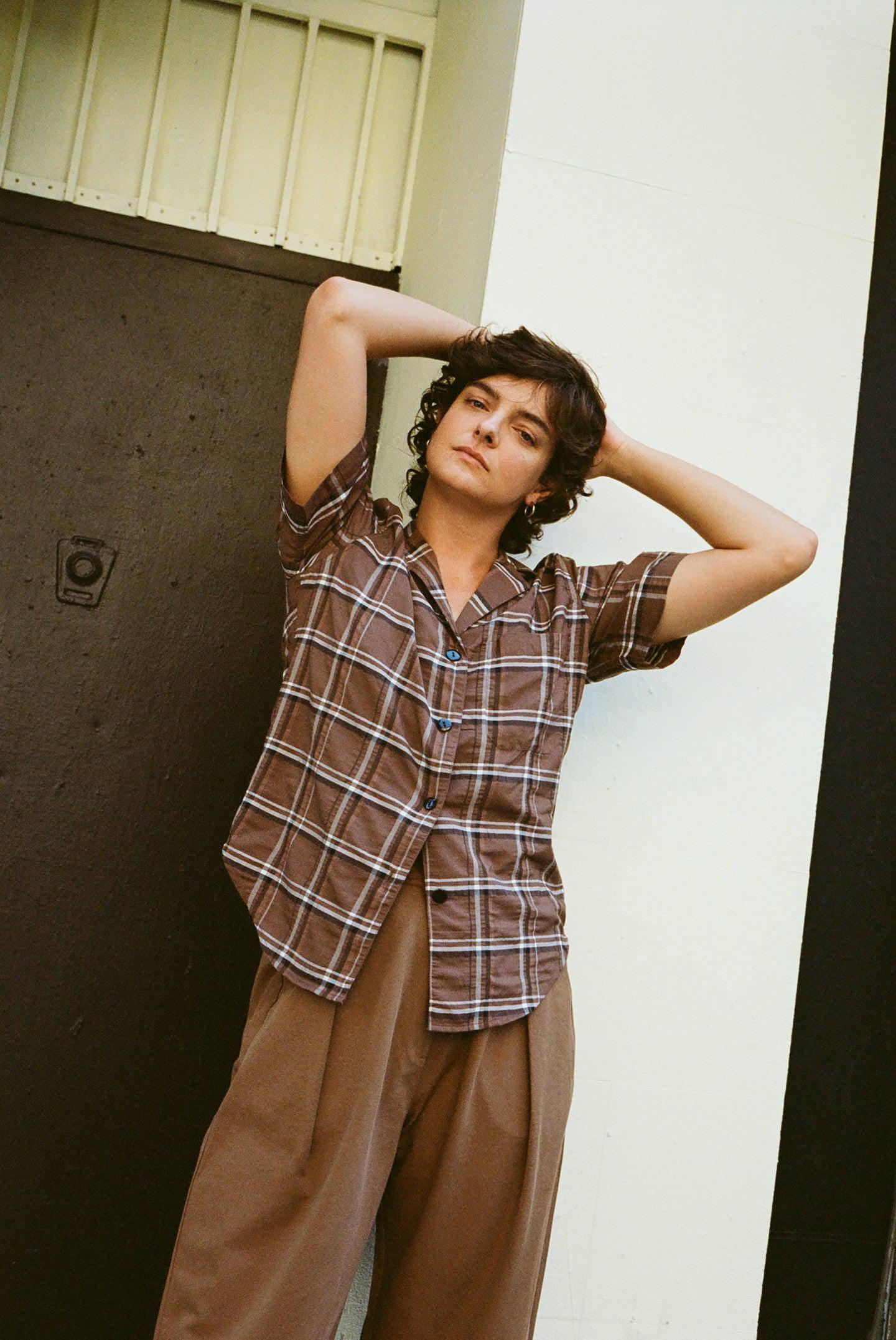 Gregory Top - Espresso Plaid Product Image