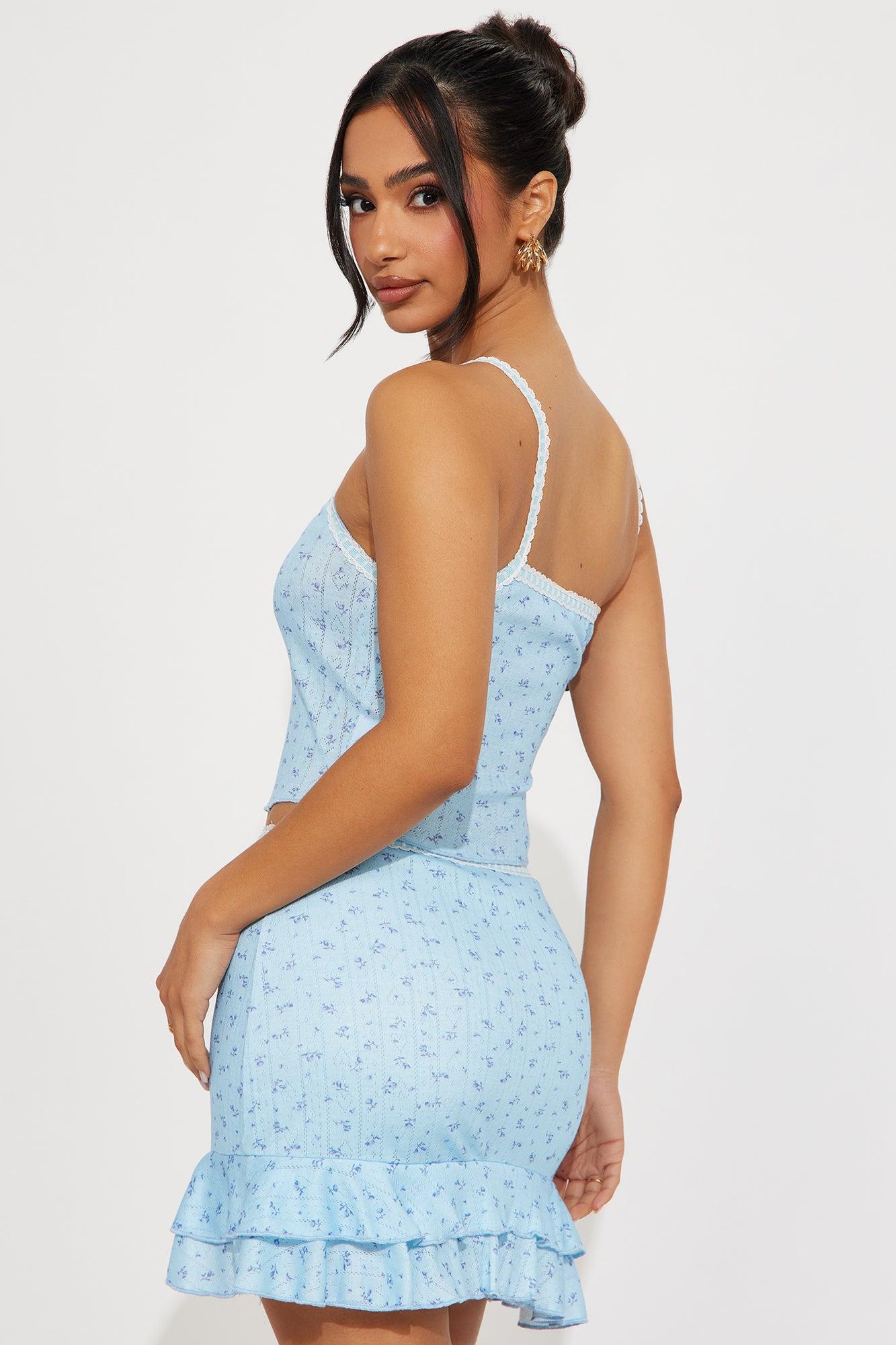 Mia Ditsy Floral Skirt Set - Light Blue Product Image