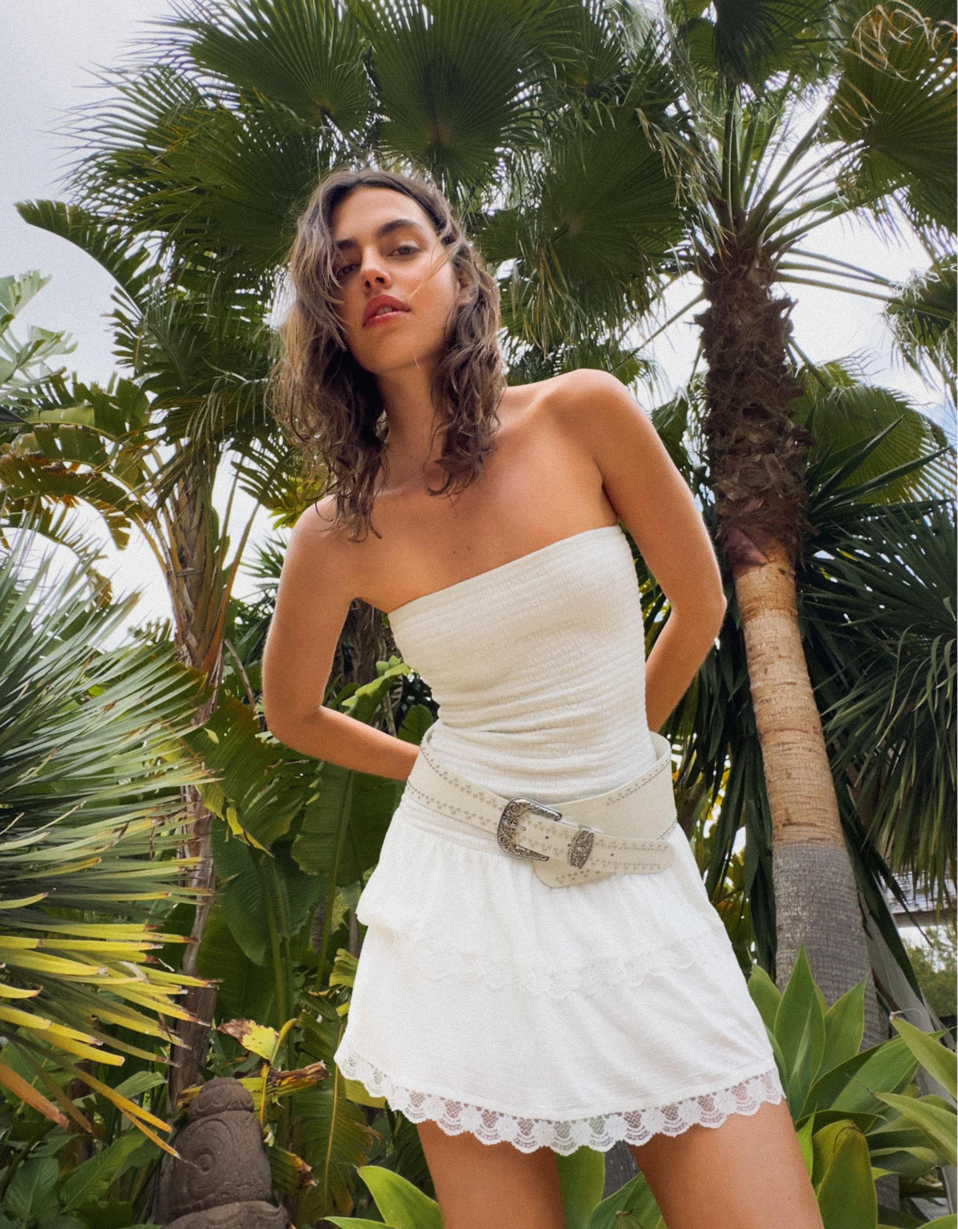 Ruffled off-the-shoulder mini dress Product Image