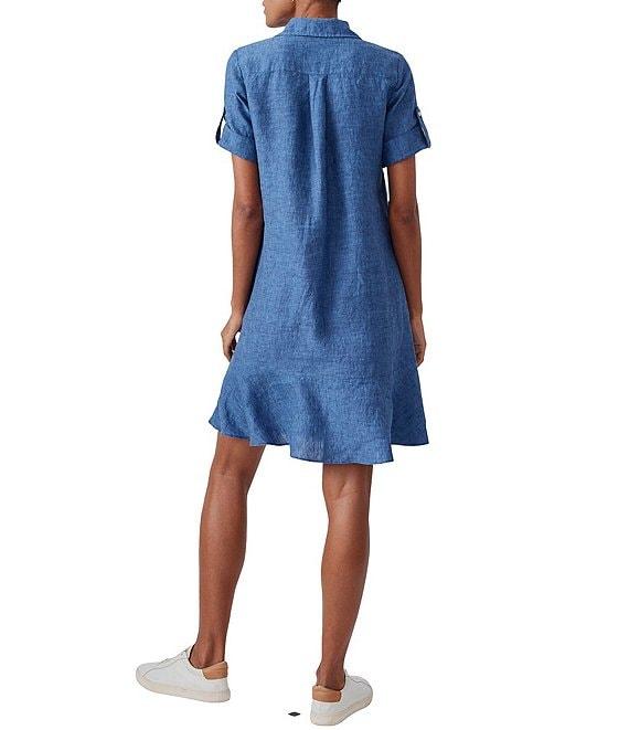 J.McLaughlin Wellesley Solid Denim Point Collar Dress Product Image