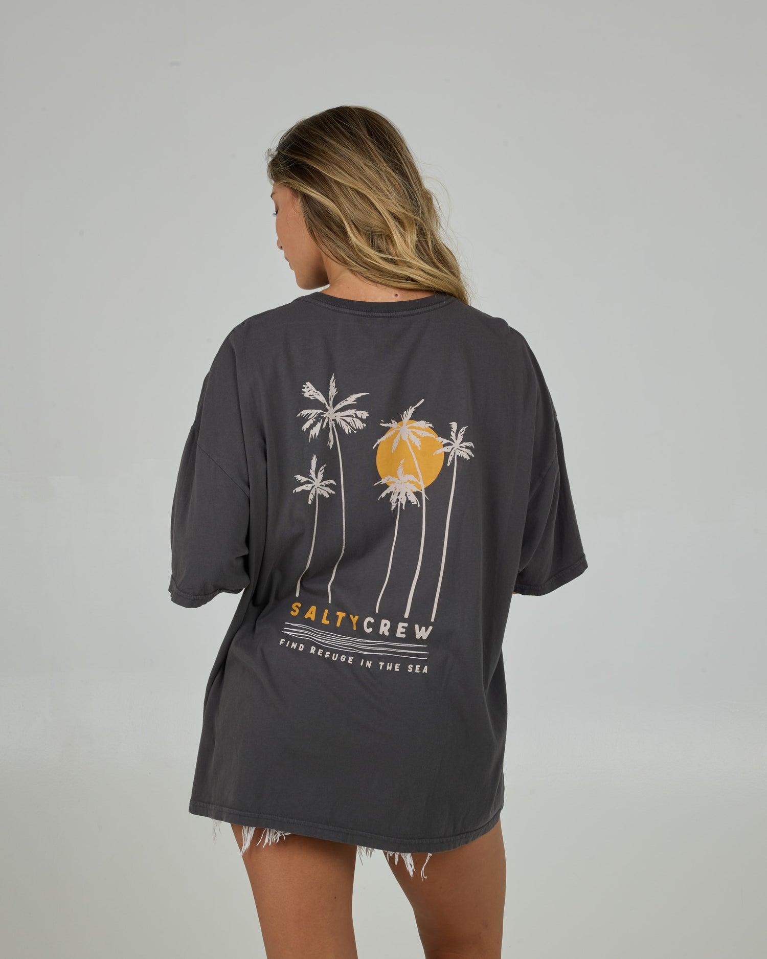 Palm Set Cover Up Tee - Charcoal Product Image