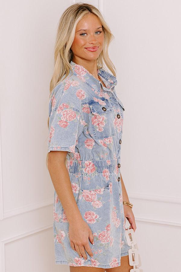 Garden Picnic Chambray Floral Romper Product Image
