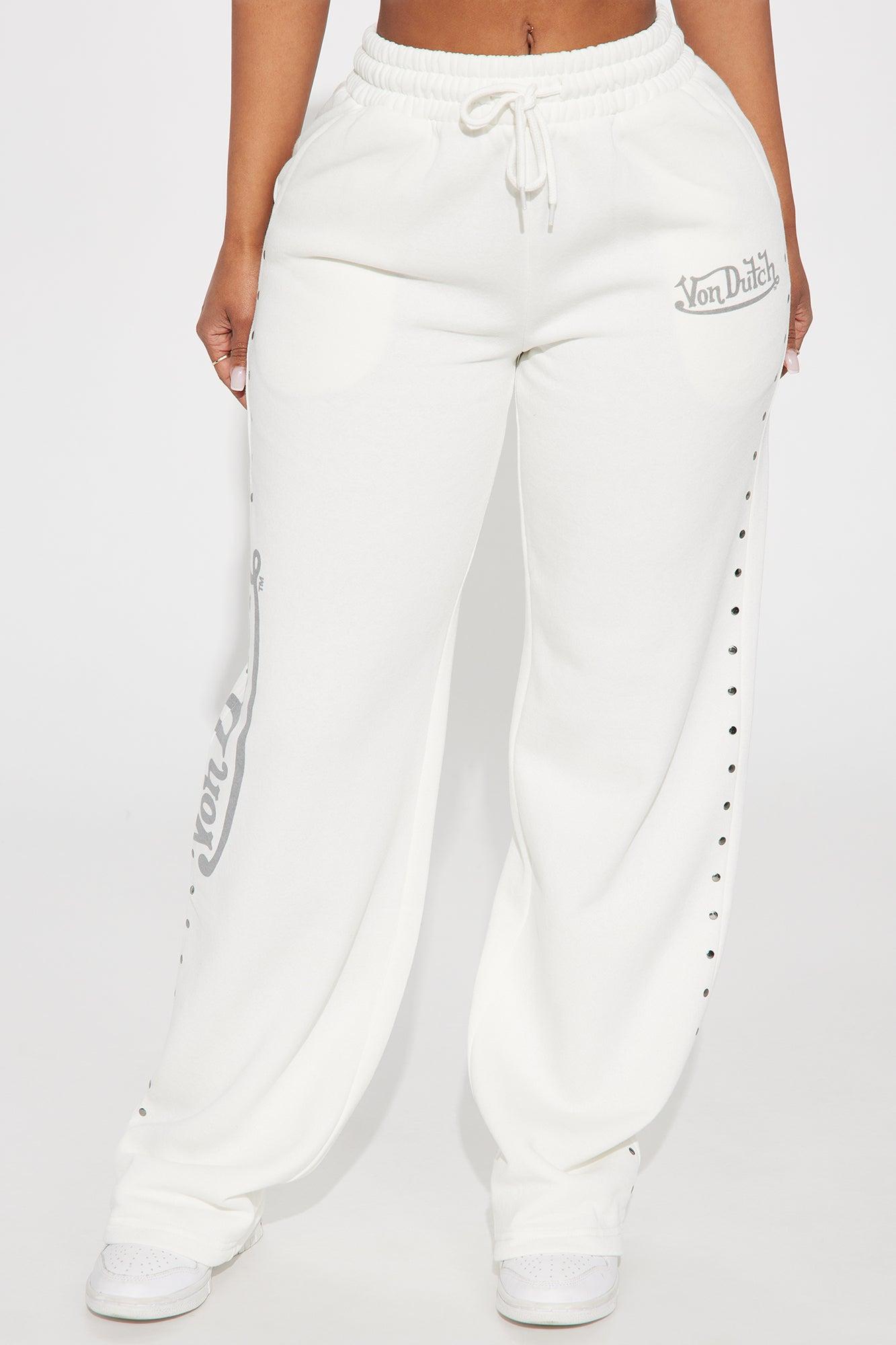 Von Dutch Studded Wide Leg Pant - Cream Product Image