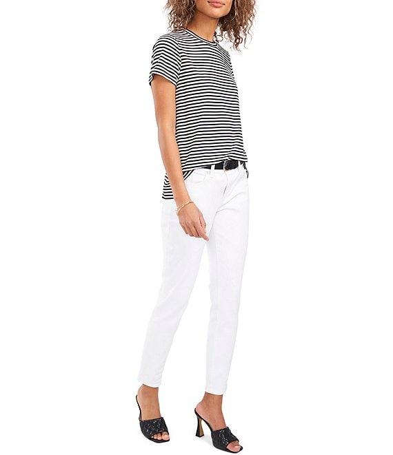 Vince Camuto Striped Crew Neck Short Sleeve Knit Tee Shirt Product Image