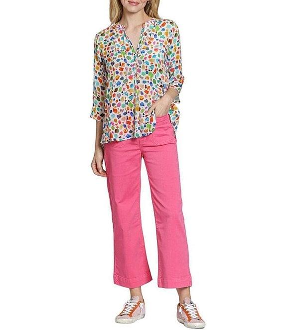 APNY Woven Print Pattern V-Neck Tassel 3/4 Sleeve Blouse Product Image