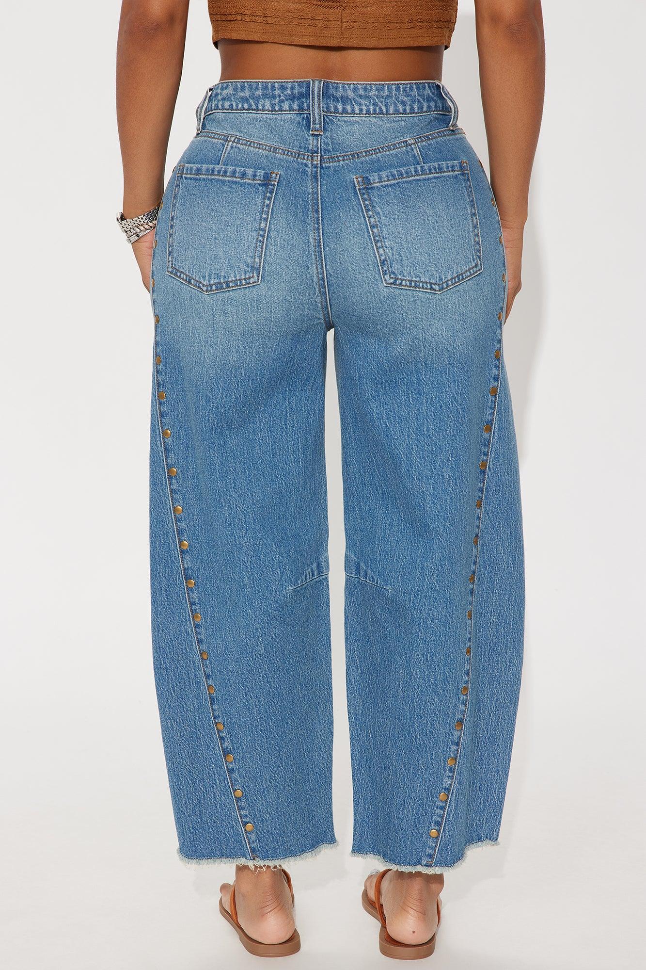 Best In Show Barrel Leg Jeans - Medium Wash Female Product Image