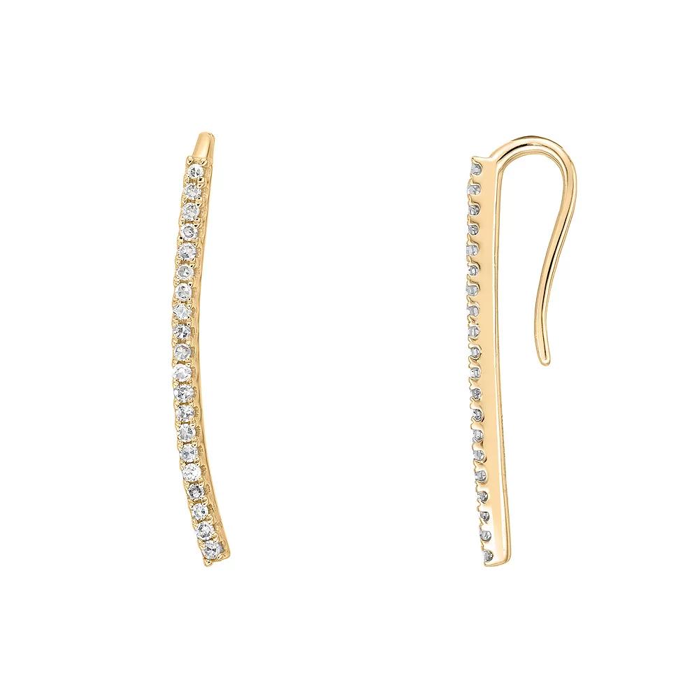 Gemminded 10k Gold 1/8 Carat T.W. Diamond Crawler Earrings, Women's Product Image
