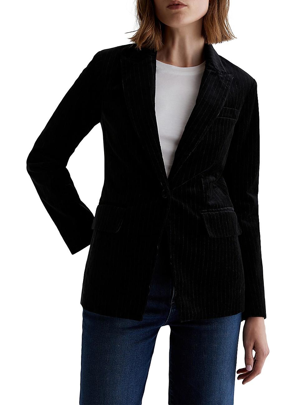 Womens Rue Pinstriped Velvet Blazer Product Image