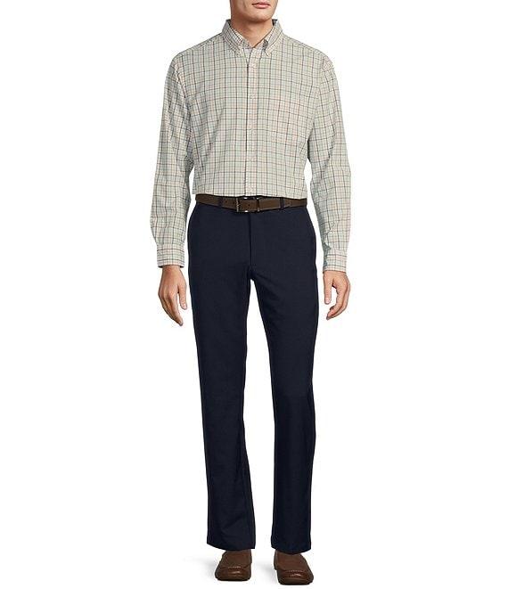 Roundtree & Yorke Long Sleeve Medium Plaid Pattern Slub Sport Shirt Product Image