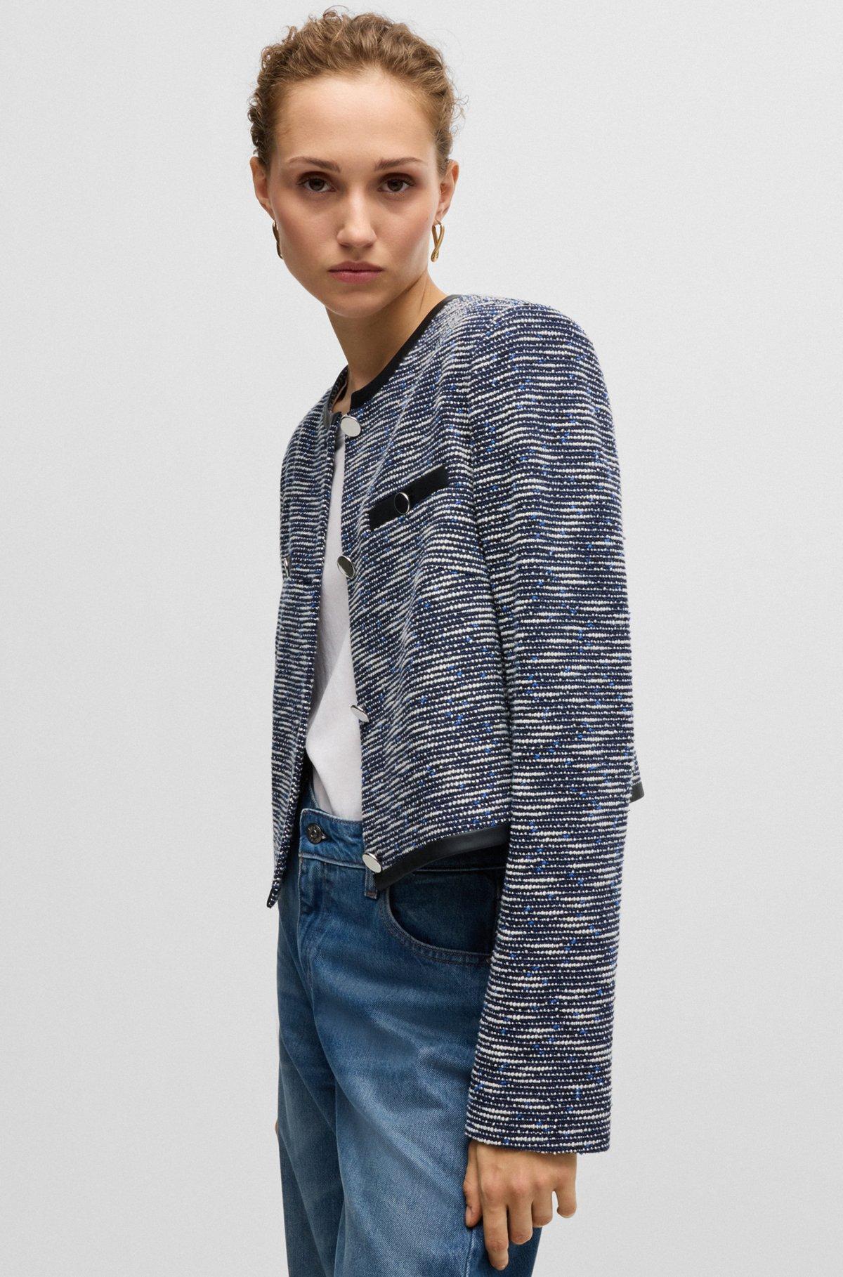 BOSS - Cropped jacket in cotton tweed - Patterned Product Image