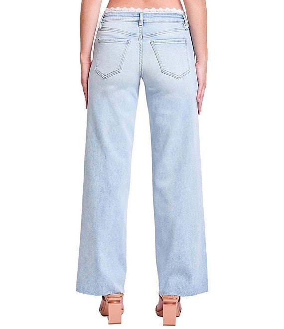 YMI Jeanswear Lace Trim Wide Leg Jeans Product Image