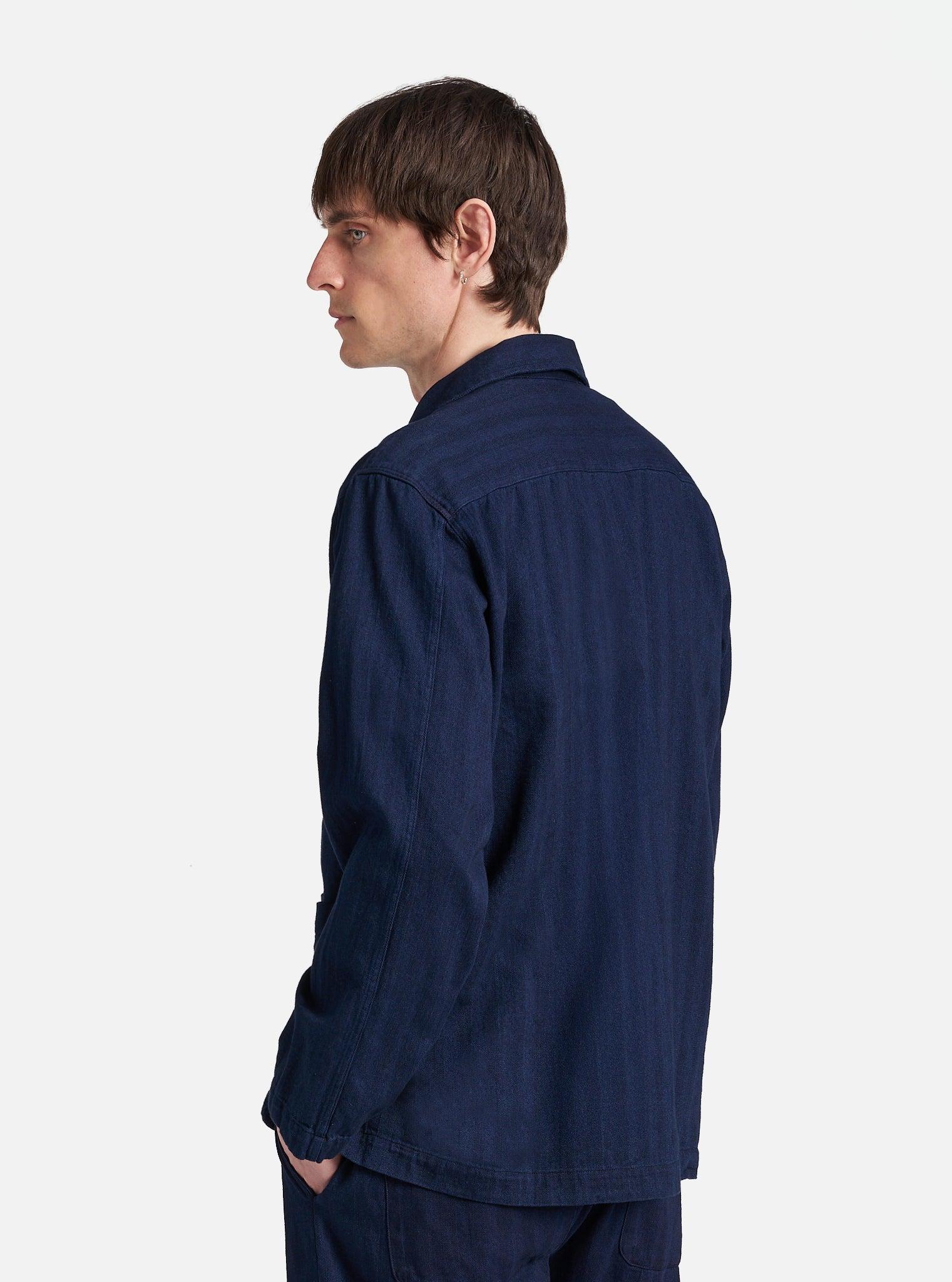 Universal Works Smock Overshirt in Indigo Herringbone Denim Product Image