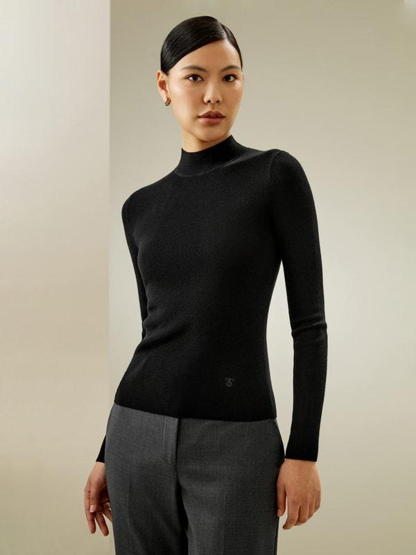 LILYSILK Womens Cashmere Pullover - Black Cashmere Silk - Lightweight Autumn and Winter Top M Product Image