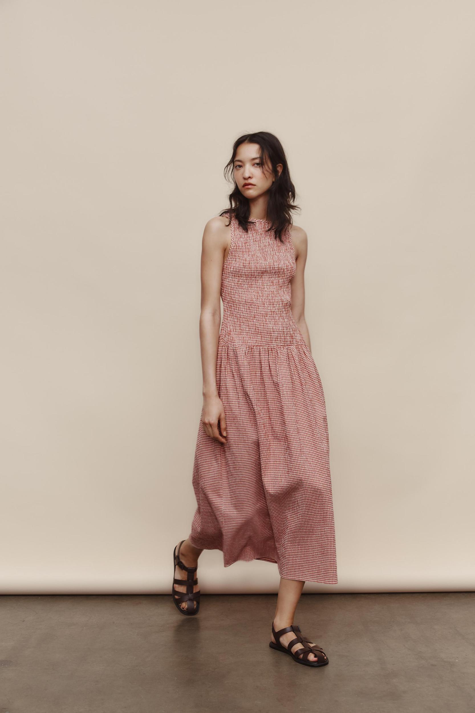 GINGHAM MIDI DRESS Product Image