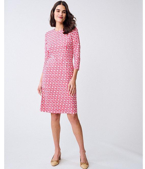 J.McLaughlin Catalyst Catalina Cloth Printed Round Neck 3/4 Sleeve Sheath Dress Product Image