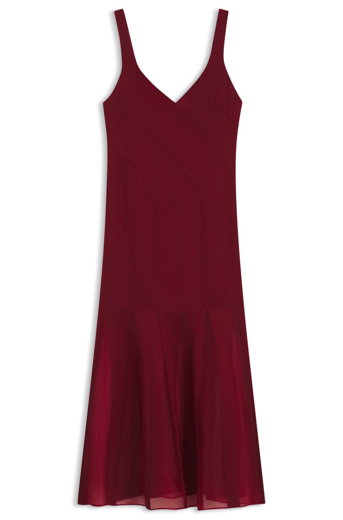 Satin slip dress with silk-organza inserts Product Image