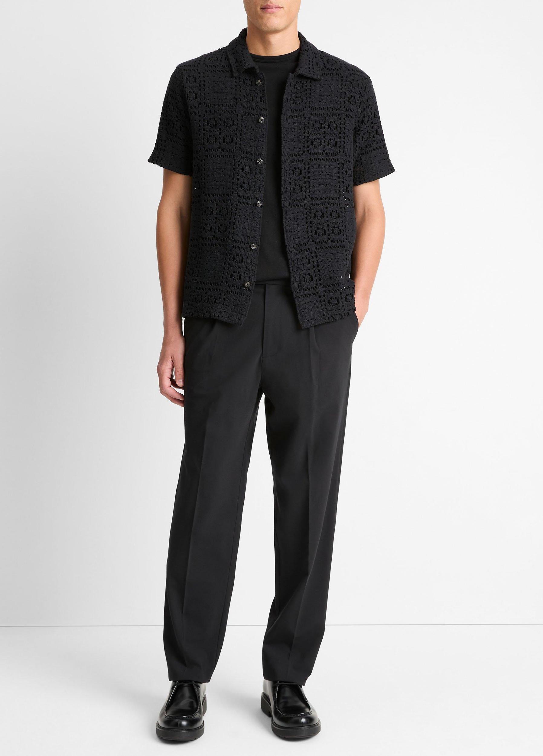 Crochet Italian Cotton-Blend Button-Front Shirt Product Image