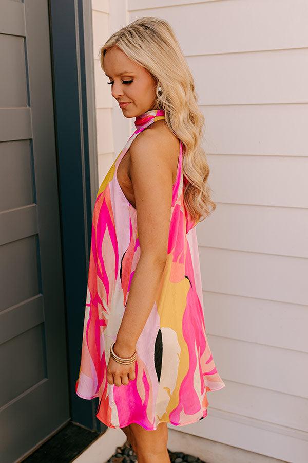 Cocktails After Chit Chat Mini Dress in Hot Pink Product Image