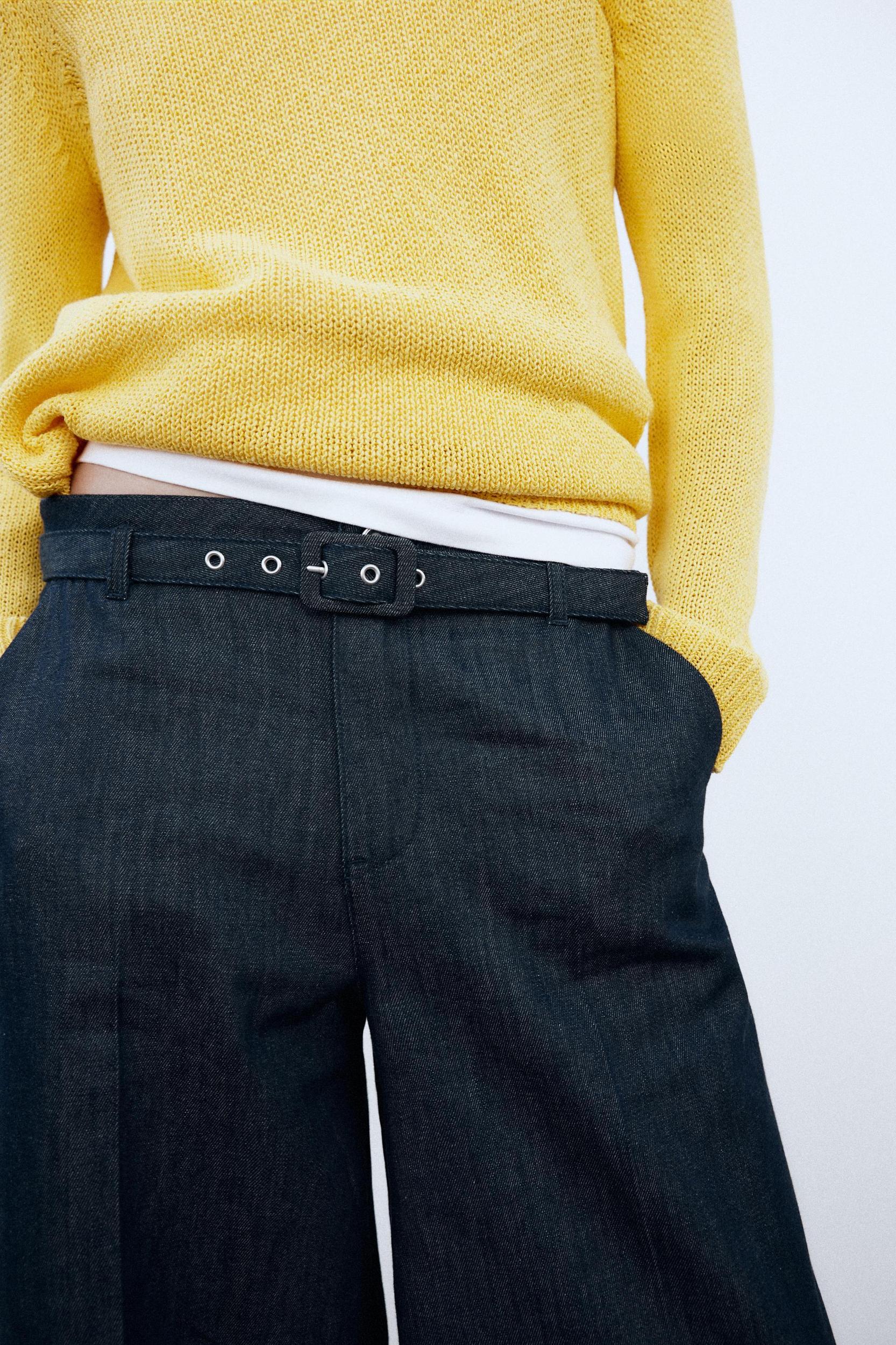 Z1975 WIDE-LEG BELTED DENIM PANTS Product Image