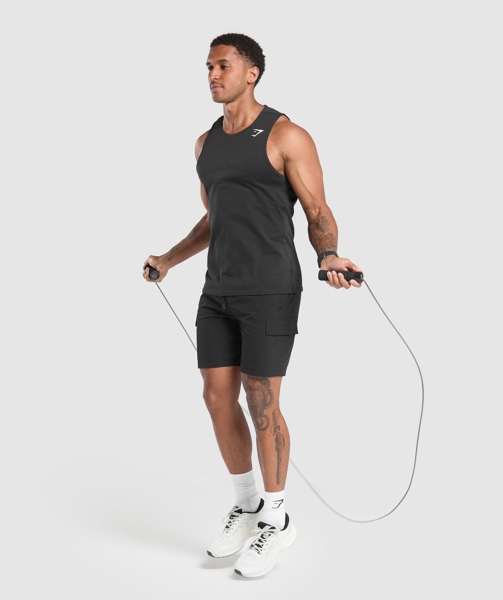 Gymshark Stretch Woven Cargo Shorts - Black Male Product Image