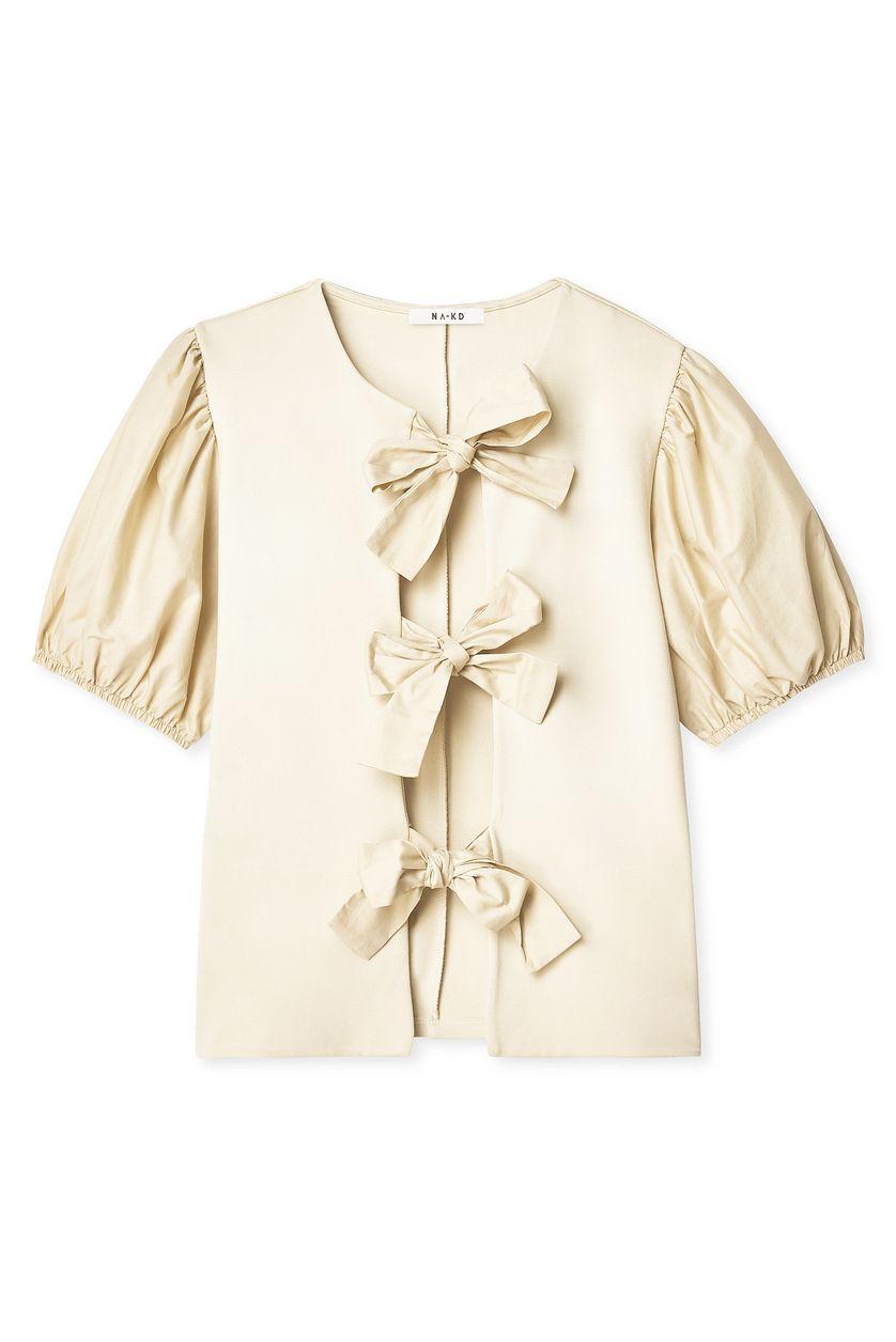 Puff Sleeve Tie Top Product Image