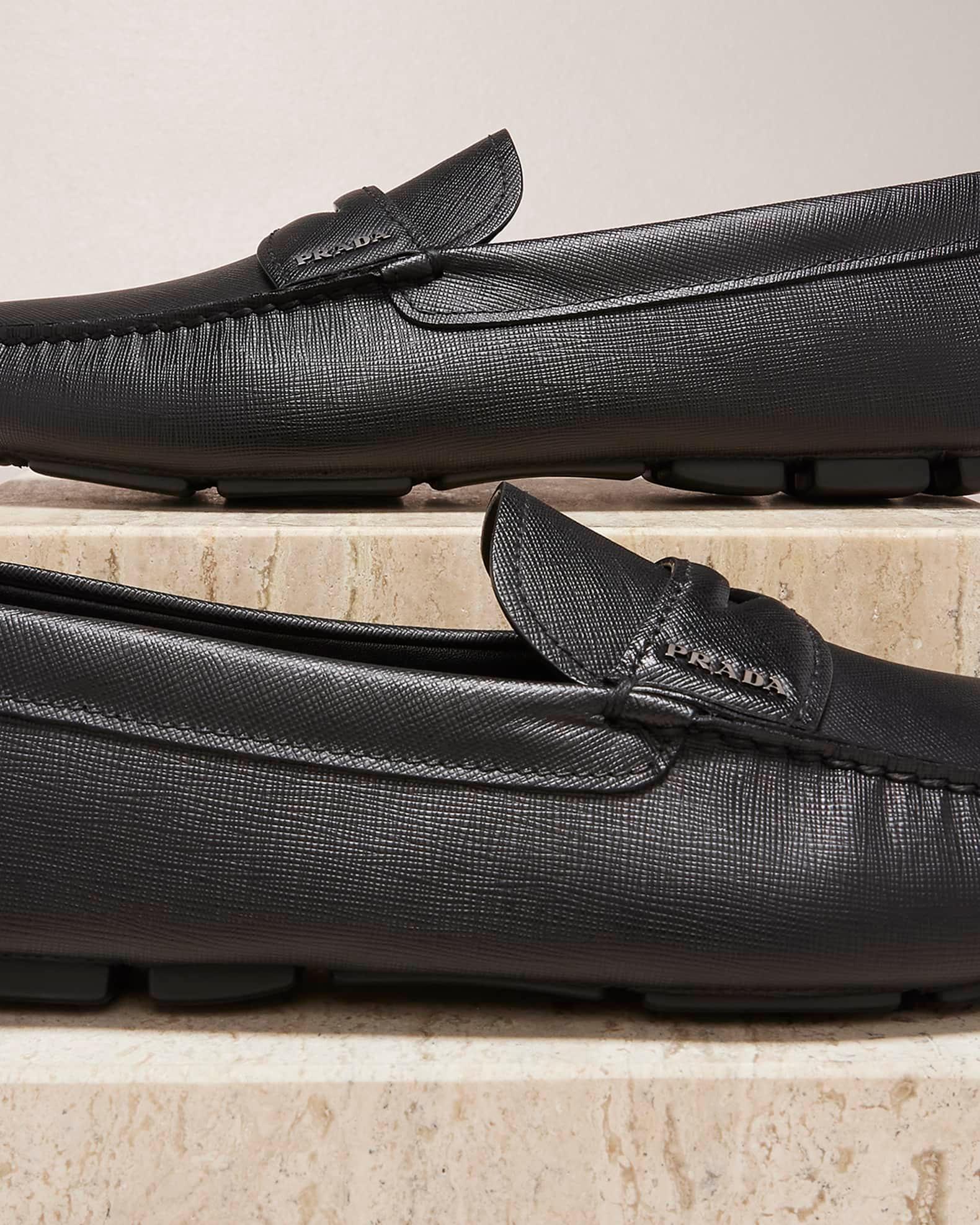 Men's Saffiano Leather Penny Drivers Product Image