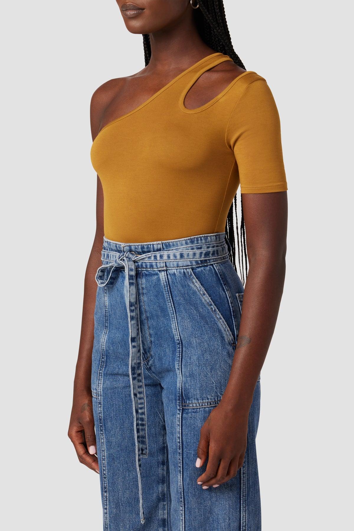 Short Sleeve Asymmetrical Bodysuit Female Product Image