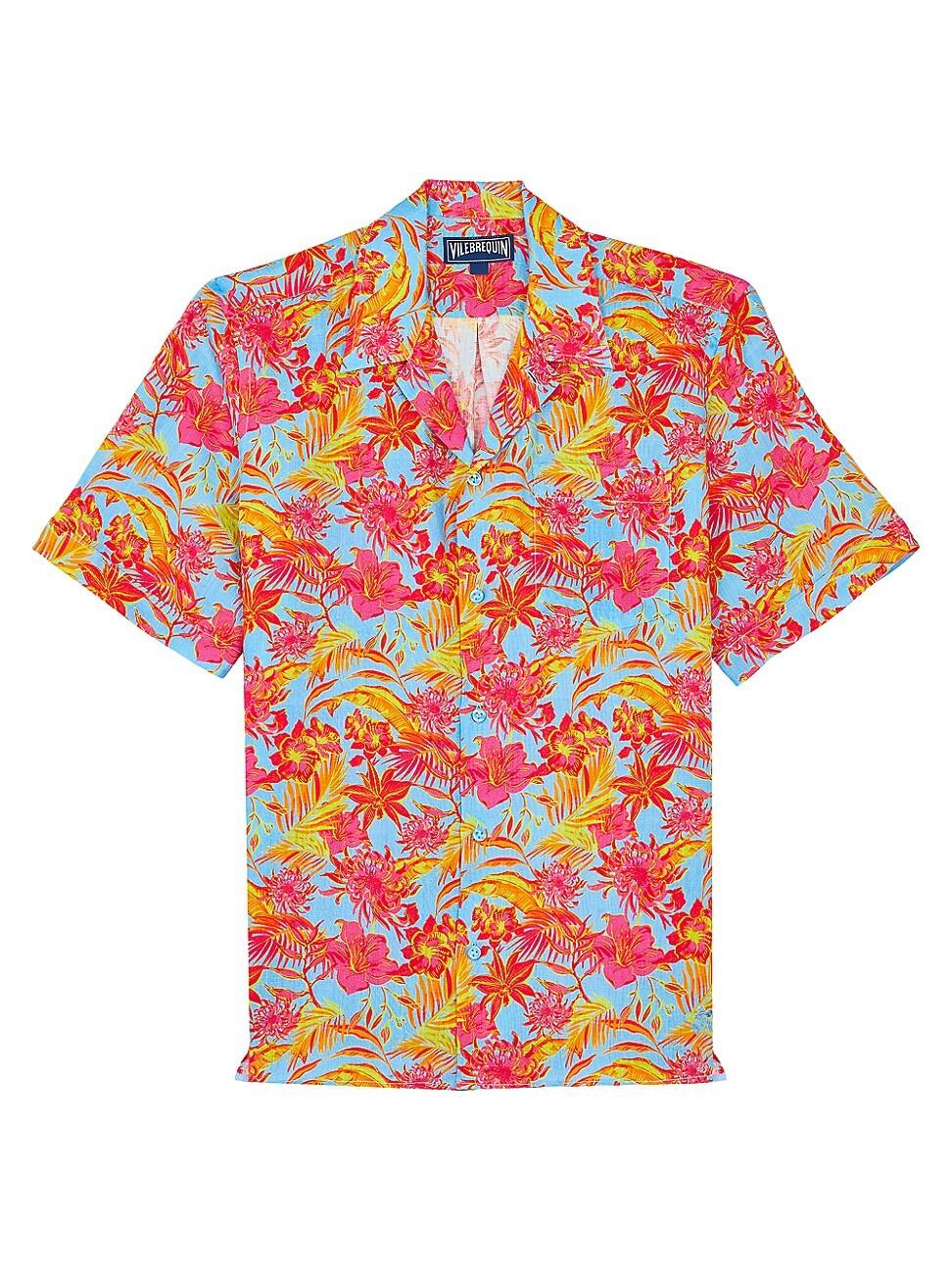 Vilebrequin Men's Bowling Linen Tahiti Flowers Shirt Product Image