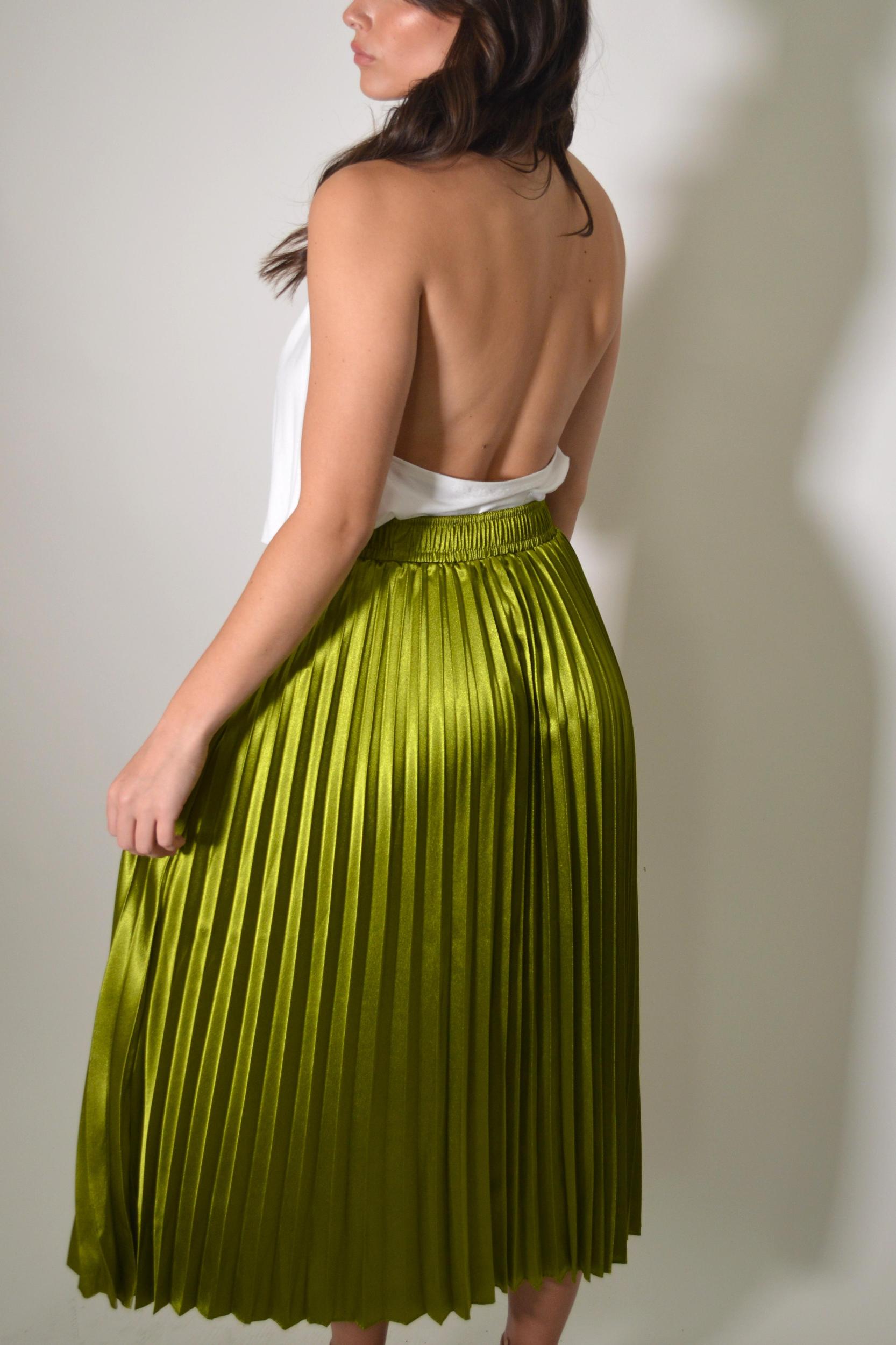 Satin Pleated Skirt Product Image