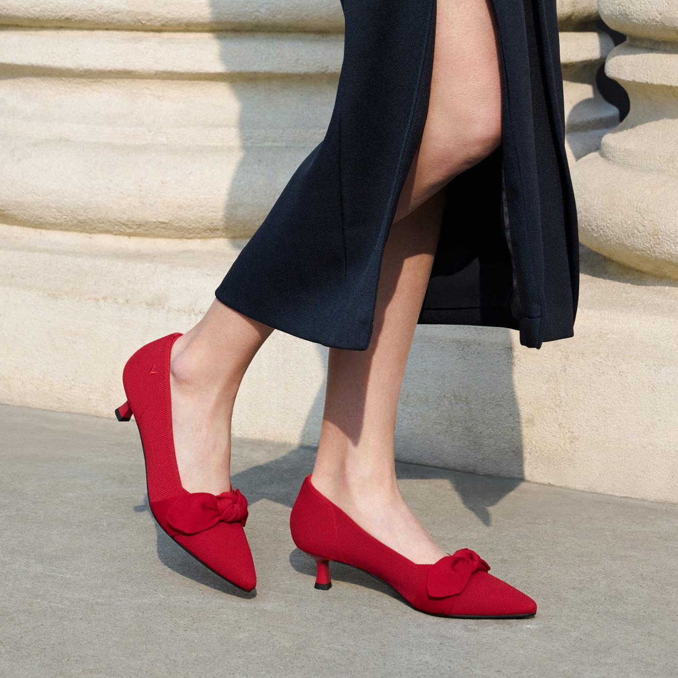 Pointed-Toe Bow Kitten Heels (Sasha) Product Image