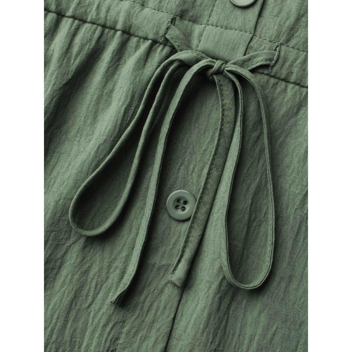 Plus Size Shirt Collar Tie-Waist Drop Dress Moss Women At the Office Tie knot Shirt collar Long Sleeve Curvy BloomChic 10/M Product Image