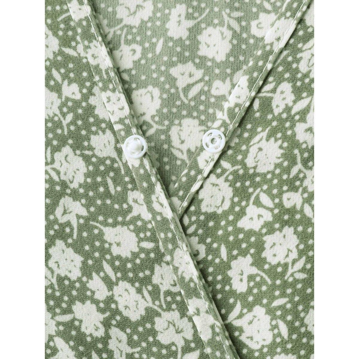 Plus Size Ditsy Floral Print Flared Sleeve Midi Dress Greenbean Women Non Short sleeve Curvy BloomChic 18-20/2X Product Image