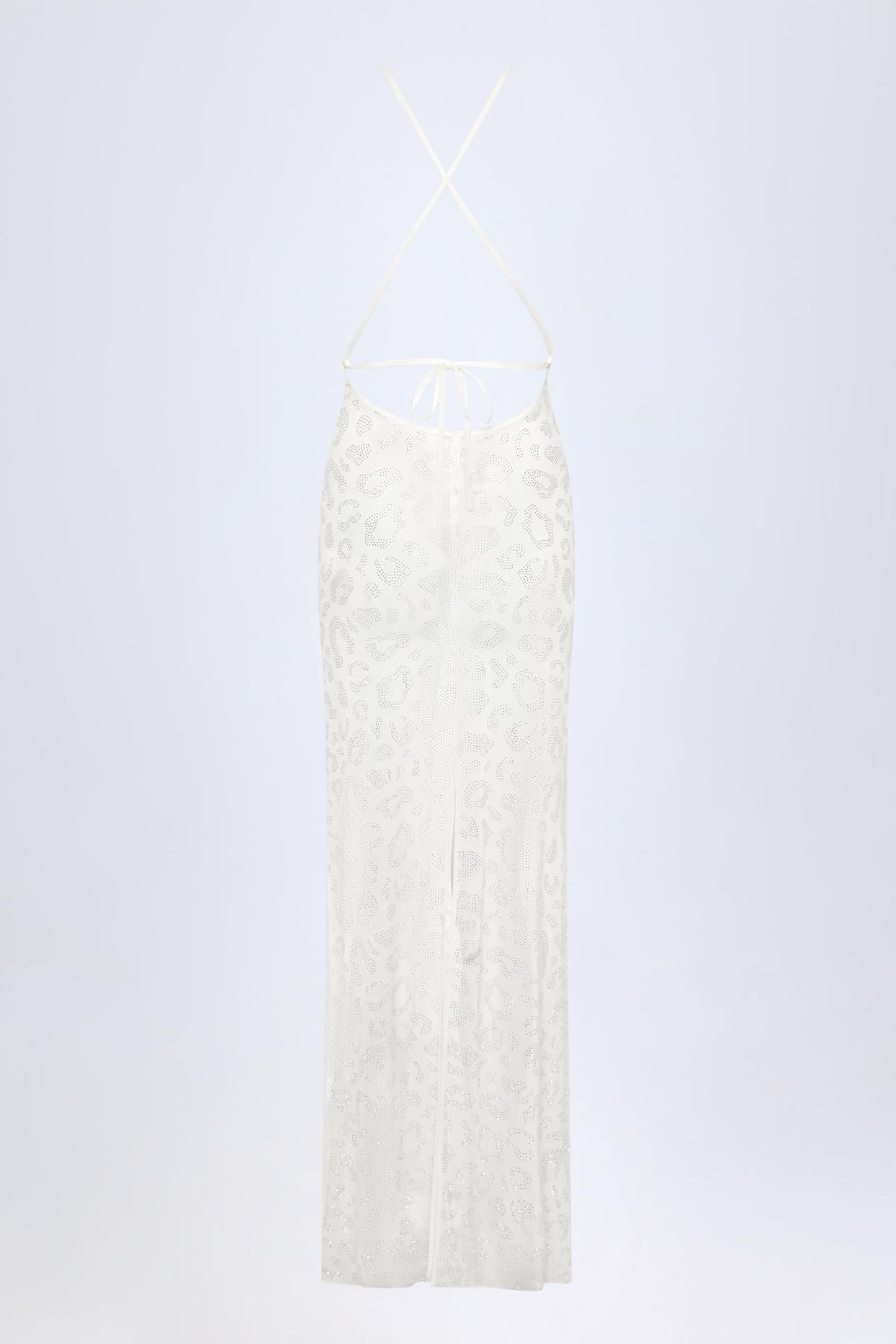Embellished Backless Maxi Dress in White Product Image