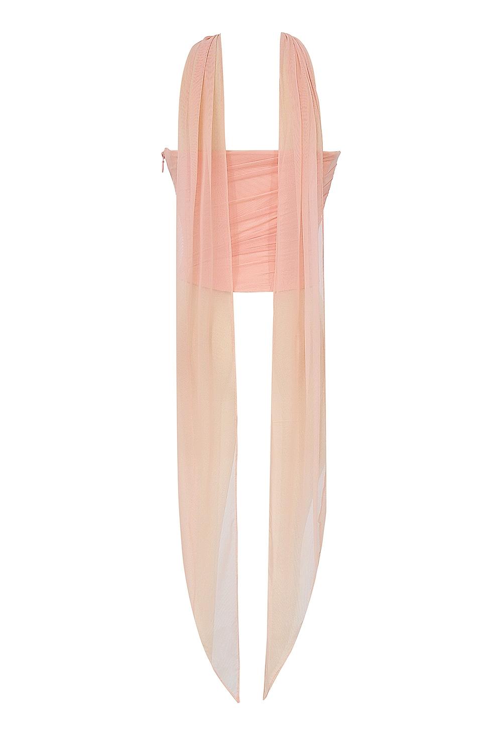 Hallie  peach strapless corset with neck scarf Product Image