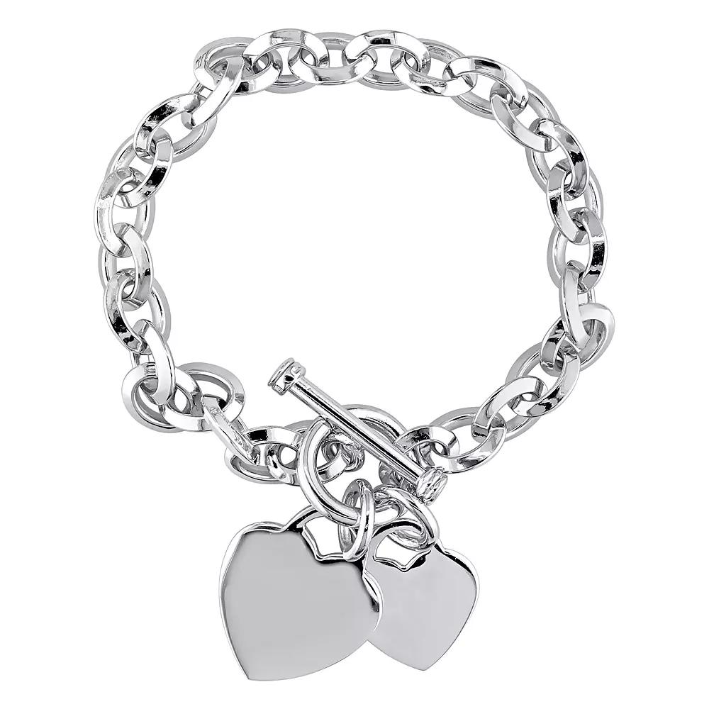 Bloom by Stella Grace Silver Heart Charm Toggle Bracelet, Women's, Size: 7.5", Sterling Product Image