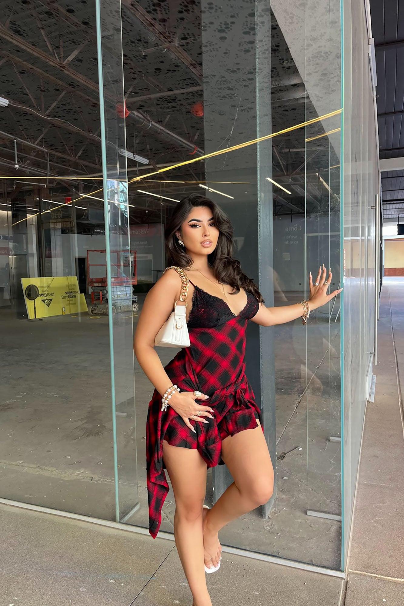 Louella Mini Dress Set - Black/Red Product Image